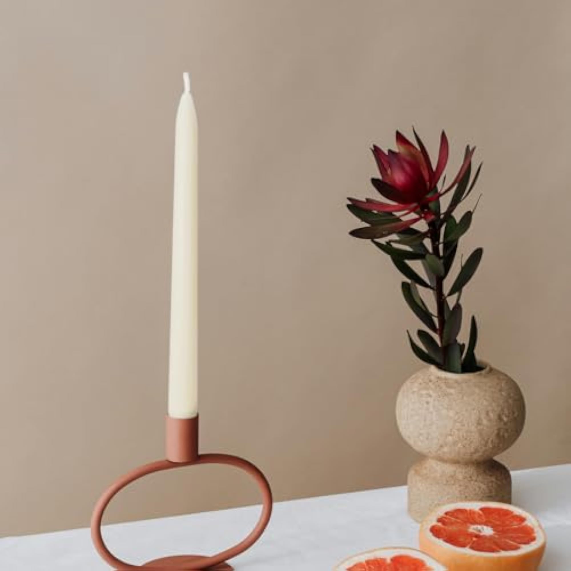 White Beeswax Taper Candles, Unscented and Smokeless